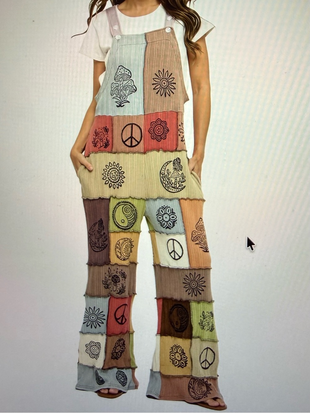 Patchwork Multi-Color Boho Wide-Leg Jumpsuit